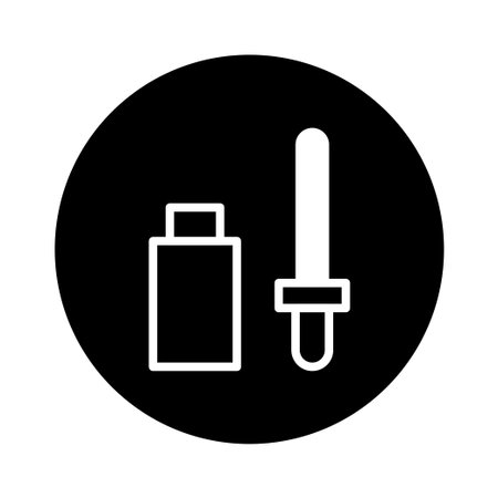 A minimalist vector illustration of beauty products: a dropper and a bottle. Perfect for skincare, cosmetics, health, and personal care design projects.のイラスト素材