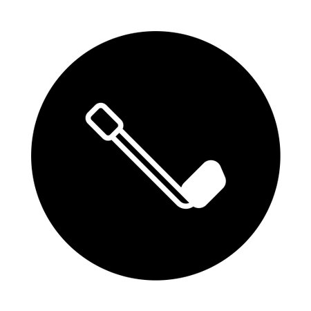 A minimalist golf club icon displayed in a black circle, perfect for sports-related designs. Its simple design conveys elegance and sophistication.のイラスト素材
