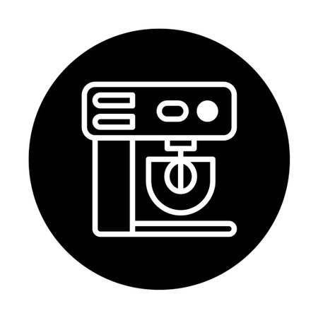 A minimalist icon design of a stand mixer, perfect for illustrating kitchen appliances. Clean and simple, it conveys cooking and baking in a modern style.のイラスト素材