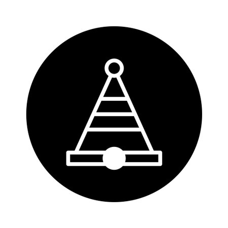 A minimalist black and white illustration of a party hat icon, ideal for representing celebrations and festive events.のイラスト素材