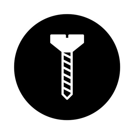 Illustration of a white screw on a black circle, representing hardware, construction, and DIY projects. The design symbolizes mechanical tools and technical applications.のイラスト素材