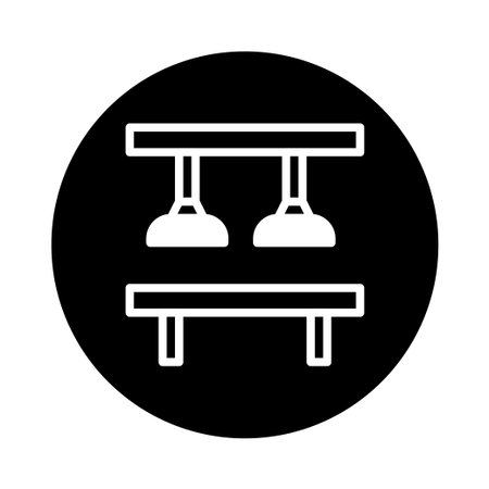 This is a simple table illustration in white on a black background. It is an icon, suitable for use in website design, app design, or print mediaのイラスト素材