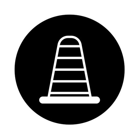 A simple black and white illustration of a traffic cone, symbolizing caution and road safety. It's minimalist design makes it versatile for various applications.のイラスト素材