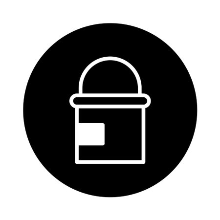 A minimalist illustration of a paint bucket on a black background, suitable for a variety of creative projects.のイラスト素材