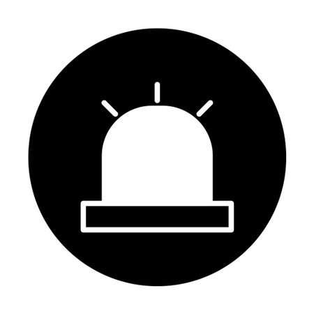 A black and white vector image showcases a stylized emergency alert icon, useful in various contexts needing warnings and attention.のイラスト素材