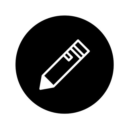 A minimalistic pencil icon displayed on a black circle. This simple and elegant design illustration is perfect for graphic design projects.のイラスト素材
