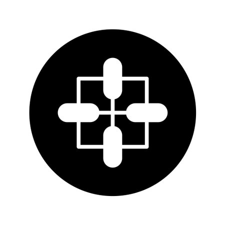 Abstract illustration of network connections and data points sharing within an organization, on a minimalist black background. Ideal for business and technology concepts.のイラスト素材