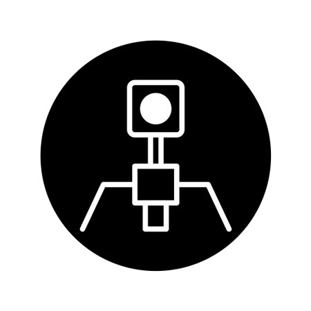 This image shows a bacteriophage icon, representing viruses that infect bacteria. It's useful for science, biology, medical, and healthcare concepts related to biotechnology research and designのイラスト素材