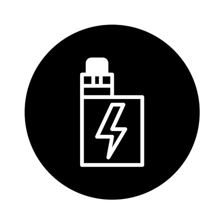 A minimalistic vector illustration featuring a sleek e-cigarette design. It represents modern vaping technology, suitable for various design projects and technology themes.のイラスト素材
