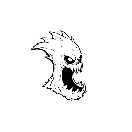 A cartoonish illustration of a scary monster, perfect for Halloween or horror-themed designs. The creature has sharp teeth, menacing eyes, and a spooky appearance.のイラスト素材