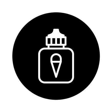 A minimalist icon features a bottle, possibly for vape liquid, with a outlined ice cream symbol inside. This simple and clean graphic would be very appealing to designers.のイラスト素材
