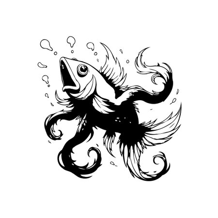 Whimsical illustration of a fish skeleton with an artistic touch, perfect for adding a unique and surreal element to your project.のイラスト素材