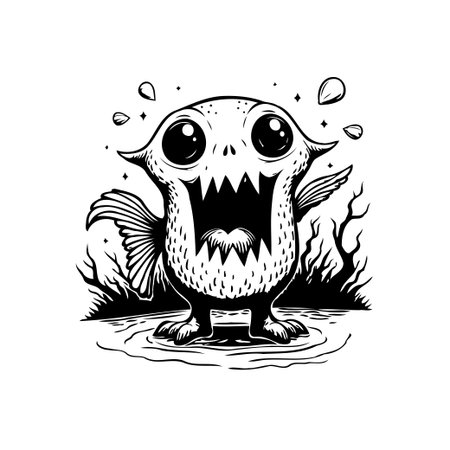 A whimsical illustration of a spooky yet funny monster creature, perfect for adding a playful touch to Halloween designs or children's books. Its unique and adorable design will bring smiles and maybe a playful scare.のイラスト素材