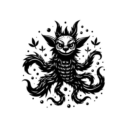 Whimsical vector illustration of a forest sprite. An adorable design element featuring a cute, funny, cartoon character.のイラスト素材