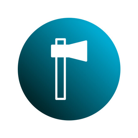 A simple axe icon design on a blue gradient circle, perfect for use in various design applications,...