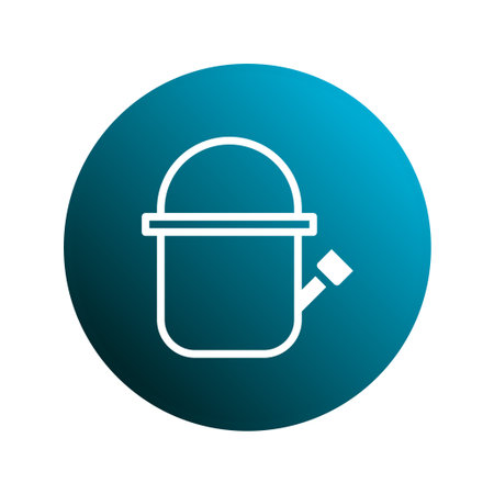 A simple watering can icon on a blue gradient circle. Suitable for gardening themes and representing plant care concepts.のイラスト素材