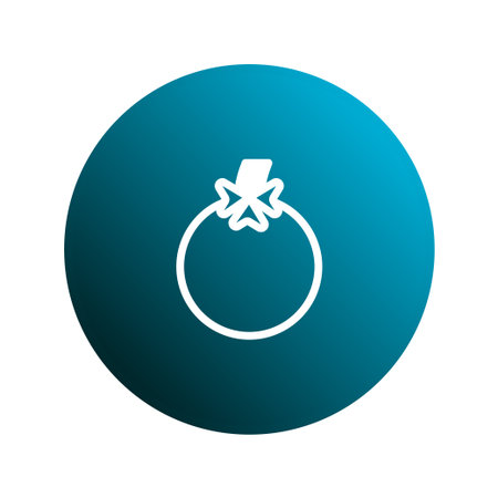 A clean and modern vector icon of a tomato set against a gradient blue circle. Perfect for illustrating healthy eating and organic foods.のイラスト素材