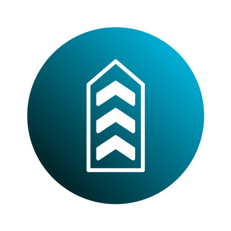 A chevron arrow graphic symbol pointing upwards on a gradient blue circle, indicating direction or navigation.のイラスト素材