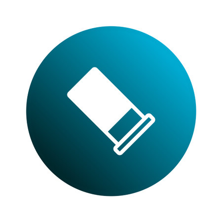 Illustration of a cartridge bullet ammo symbol inside a blue gradient circle. Modern vector design element for technology, weapons, and defense concepts.のイラスト素材