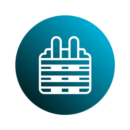 A stylized vector illustration of an electrical plug on a gradient blue circle. Ideal for technology, energy, and design concepts.のイラスト素材