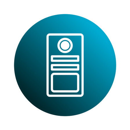 A minimalist graphic design featuring a white icon inside a blue circle. Ideal for representing...