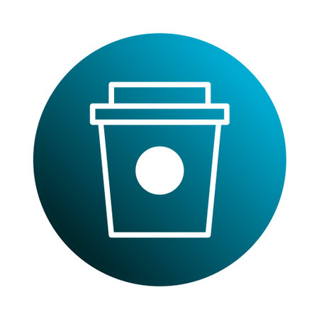 Vector illustration of a coffee cup on a blue gradient background. It is a simple and clean design, suitable for logos or icons.のイラスト素材