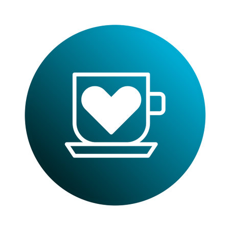 A minimalist illustration of a tea cup containing a heart symbol. Perfect for expressing love and affection, especially for Valentine's Day designs and greeting cards.のイラスト素材