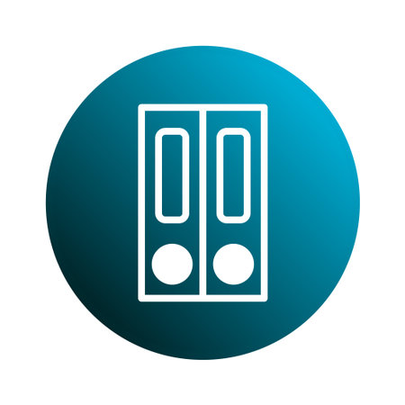 A minimalist icon depicting a binder, set against a blue gradient circle, perfect for business and organizational themes.のイラスト素材