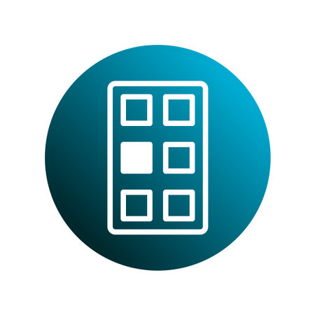 A minimalist icon showcases a grid of applications, symbolizing a modern mobile interface and UI design for software applications.のイラスト素材