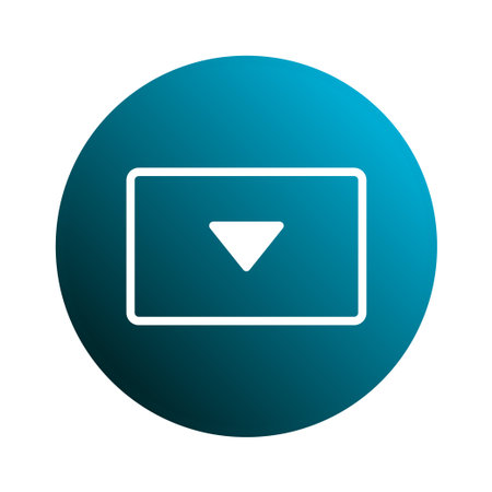 A simple download icon features a white downward arrow inside a rectangle, set against a blue gradient circle, representing digital transfer.のイラスト素材