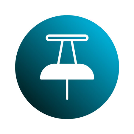 A white pushpin icon on a blue gradient circle, used for attaching notes and documents. Simple, modern design for office or business use.のイラスト素材