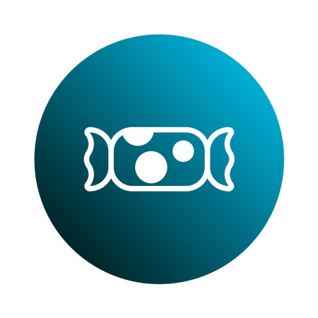A simple and eye-catching icon of a wrapped candy with circles, perfect for sweets and confectionery related designs.のイラスト素材