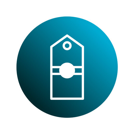 Illustration of a blue gradient button featuring a white tag design with geometric features, perfect for websites and applications user interface elements.のイラスト素材