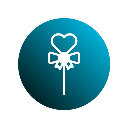 A charming heart-shaped lollipop icon with a bow, perfect for conveying love, sweetness, and joyful celebrations, making it ideal for graphic designs and festive themesのイラスト素材