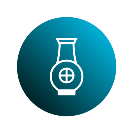 Minimalist vase icon in a blue gradient circle. Its simple, artistic design evokes pottery, culture,...