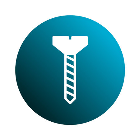 This is an illustration of a screw, set against a round blue background, perfect for showcasing construction fasteners, technical design, and repair concepts.のイラスト素材