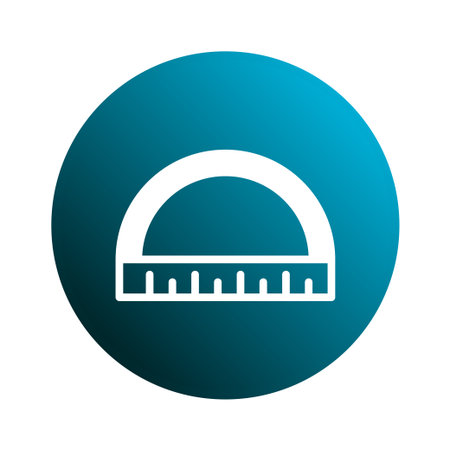A protractor icon within a blue circle symbolizes precision in measurement. This geometric shape signifies accuracy in mathematics and is perfect for educational and technical designs.のイラスト素材