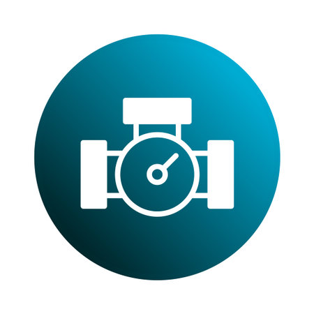 A clean and simple illustration depicts an industrial pipeline meter icon, set against an abstract...