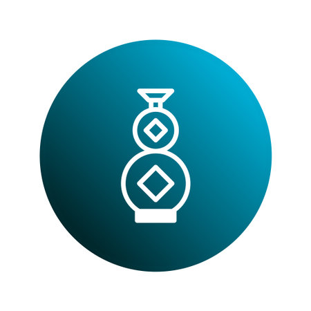 A minimalist vector illustration showcases a traditional Japanese sake bottle, set against a...