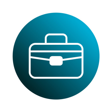 A modern design featuring a white briefcase icon on a blue gradient circle, perfect for symbolizing business, career, and professional opportunities.のイラスト素材
