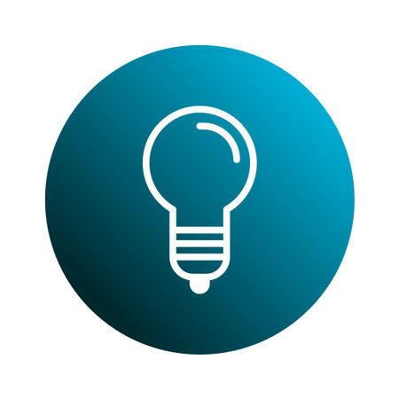 Simple graphic of a lightbulb as a representation of a good idea. Icon inside a circular background for creative designs.のイラスト素材