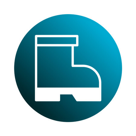 A symbol of a white safety boot on a blue circle shows the need for protective footwear in the workplace to prevent injury. Perfect for factoriesのイラスト素材