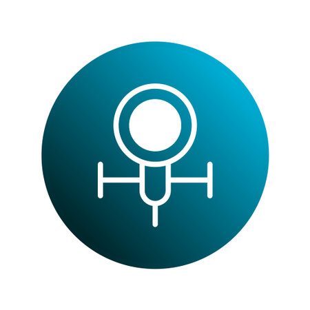 A minimalist and modern illustration featuring an abstract celestial navigation symbol icon. The image is set against a gradient blue circle, suggesting technology, exploration, or future-oriented innovation.のイラスト素材