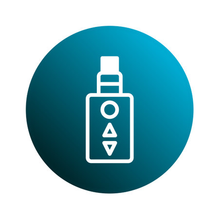 A clean vector illustration of a vape icon enclosed in a gradient blue circle, conveying a modern and minimalist design suitable for electronic cigarette, vaping-related contents.のイラスト素材