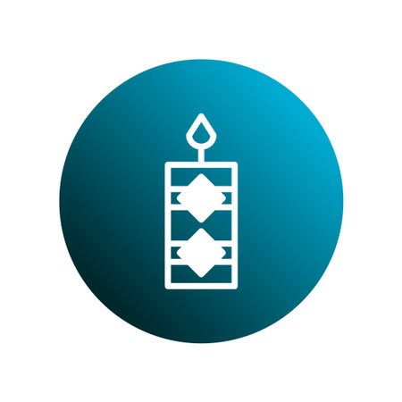 A white candle icon with a flame shines on a gradient blue background. The minimalist design evokes peace, hope, and remembrance in a symbolic representation.のイラスト素材