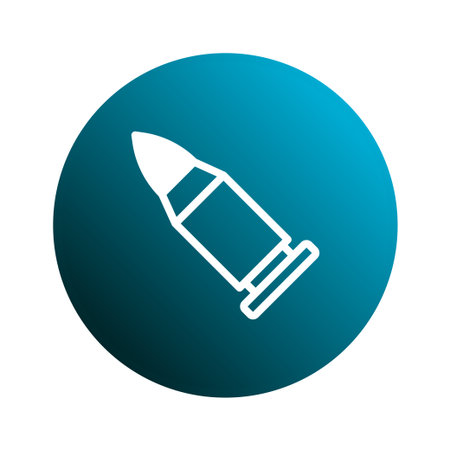 An isolated bullet vector illustration with a blue gradient background. The image conveys themes of conflict, danger, and ammunition. It can represent military concepts, defense, or weapon-related topics.のイラスト素材