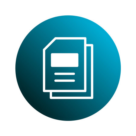 A minimalist document icon with a clean outline, set against a modern gradient blue circular background, perfect for web and print design.のイラスト素材