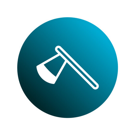 A stylized axe icon, perfect for use in forestry or logging related designs. Its crisp design ensures easy recognition.のイラスト素材