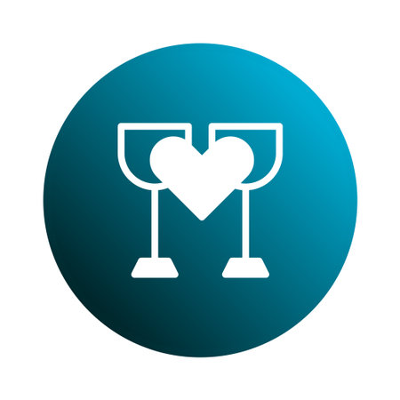 Stylish icon featuring wine glasses forming a heart. Perfect for expressing love, celebration, or romantic connections.のイラスト素材