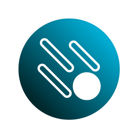 This abstract design features geometric shapes resembling a comet on a gradient blue circle background. It conveys a sense of movement and modernity.のイラスト素材